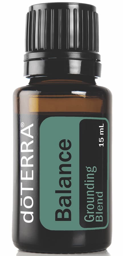 a 15ml bottle of doTERRA Balance essential oil blend