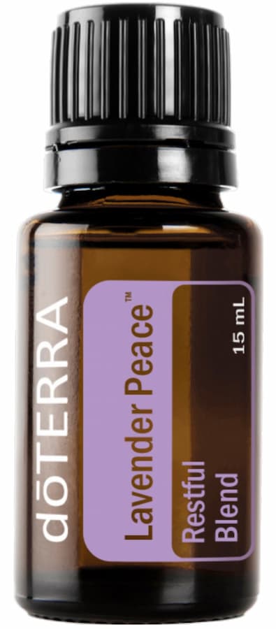 A 15ml bottle of doTERRA Lavender Peace essential oil blend